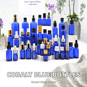 Vente en gros de flacons pulvérisateurs et compte-gouttes en verre bleu cobalt givré pour huiles essentielles et cosmétiques, logo personnalisé, 5 ml-100 ml/ - Product Image 2