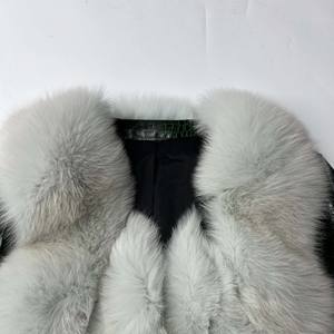 Veste en fourrure de renard en cuir croco au <span class=keywords><strong>prix</strong></span> de gros pour <span class=keywords><strong>femme</strong></span> Veste en cuir à la mode d'hiver - Product Image 2