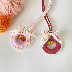 Pace gioia albero di natale corona ciondolo portachiavi in tessuto artigianato arco finestra regalo per la decorazione di auto - Product Image 3