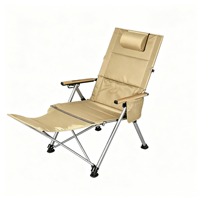 Chaise longue pliante moderne d'extérieur à 5 positions avec repose-pieds et appui-tête amovibles, robuste et inclinable, mobilier d'extérieur portable pour