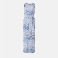 Vente en gros sur mesure Robe midi en tricot texturé sans manches avec ceinture à nouer adaptée au minimalisme moderne