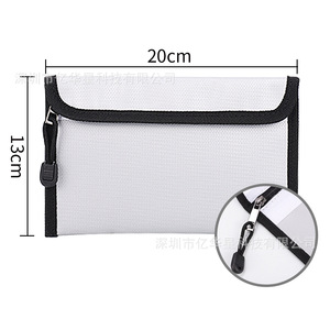 Fireproof <b>Document</b> <b>Bag</b> 20x13cm Single Zipper Horizontal Silver Gray Office Home Use - Product Image 1