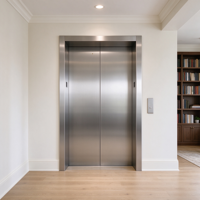Ascenseur pour passagers destiné aux bâtiments bancaires avec porte de palier coupe-feu, système de freinage de sécurité, système d'alarme et rail de guidage