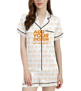 Conjunto de <span class=keywords><strong>Pijama</strong></span> de Dos Piezas para Mujer, Tejido Suave de Verano, Manga Corta, Diseño a Cuadros, Poliéster Satinado, Cintura Elástica, Transpirable - Product Image 2