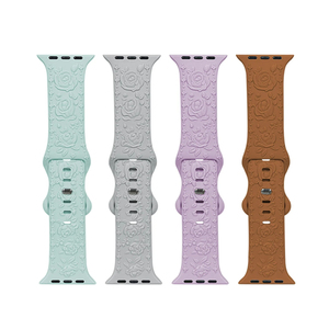 Correa de Reloj de Silicona Suave con Grabado Floral para Mujer, Correa con Flores en Relieve para Relojes Apple y iWatch - Product Image 3