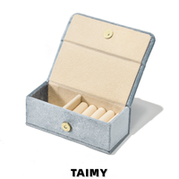 Boîte à bijoux rectangulaire en velours doux de qualité supérieure, logo personnalisé, bouton à pression, boîte de rangement pour bijoux, boîte de présentation de bijoux pour mariage et fiançailles