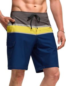 Shorts de bain pour hommes personnalisés, taille élastique, avec poches, vêtements de plage - Product Image 1