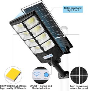 Farola Solar para Exteriores Country Road IP65 Impermeable, ABS 500W-2000W, Integrada con Batería LED LiFePO4, 2700-7000K Color - Product Image 2