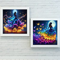 Ever Moment Kit d'art Princesse Robe Lumineuse avec Logo Personnalisé, Peinture Diamant, Broderie Papillon Mosaïque ASF3044