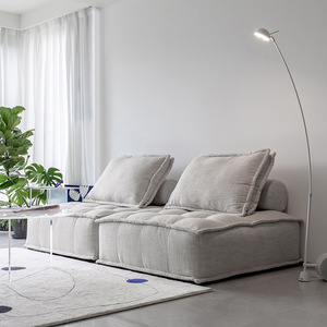 Wabi-sabi muebles de hotel sofá de gran tamaño silla escandinava tela de lino marrón cuero <span class=keywords><strong>Puff</strong></span> sofá silla - Product Image 2