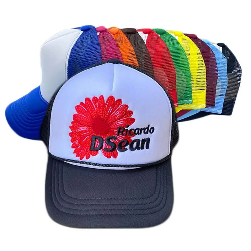 HN0002R açık erkekler promosyon spor 3D nakış logosu OTTO donatılmış beyzbol net ip örgü Gorros köpük özel şoför şapkası kap