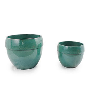 Ensemble de pots de fleurs en céramique de style américain, vert turquoise brillant, en forme de bol, écologiques, durables, pour l'intérieur, l'extérieur, le jardin, la terrasse - Product Image 5