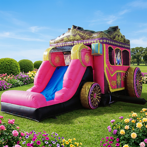 Castillo Inflable Winsun de Alta Calidad con Certificación CE, Tobogán Combinado, Diseño de Carruaje de Princesa, Libre de Plomo, Resistente al Fuego e Impermeable - Product Image 1