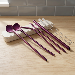 Modern Metal Cocktail <b>Bar</b> <b>Tools</b> Set 4Pc Ice Scoop Strainer Reusable Purple - Product Image 3