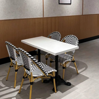 Beliebte Bistro Moderne Aluminium legierung Coffee Shop Restaurant möbel Outdoor und Indoor Rattan Bistro Stuhl und Marmor tisch