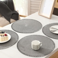 Set de table rond 38x38cm en PP tressé à la main, écologique, résistant à la chaleur, antidérapant, design moderne, couleur unie