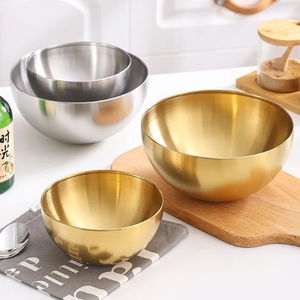 Récipient de nourriture de cuisine en argent doré Bassin de cuisson Bol de mélange de cuisson Snacks Bol de nouilles Ramen Bol à salade en acier inoxydable - Product Image 2