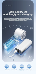 พัดลมพกพาแบบคล้องคอ พับได้ ชาร์จผ่าน USB ความเร็วสูง 5 ระดับ มอเตอร์ไร้แปรงถ่าน แบตเตอรี่ 1200mAh ใช้งานกลางแจ้งได้ - Product Image 4