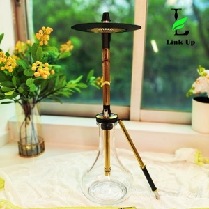 Cachimba de aluminio y vidrio Alpha ORO de 58 cm, juego de shisha con 1 manguera, caja de regalo, para bar, salón, tienda, cafetería, club, restaurante. - Product Image 1