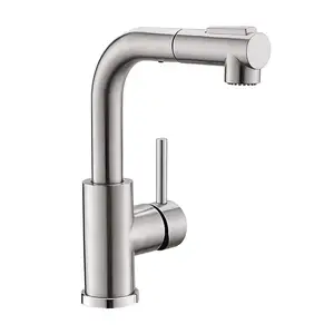 ROVATE Factory export Kitchen Sink Faucets With Pull Out Sprayer Bridge Design Taps Single Handle Hot and Cold Mixer