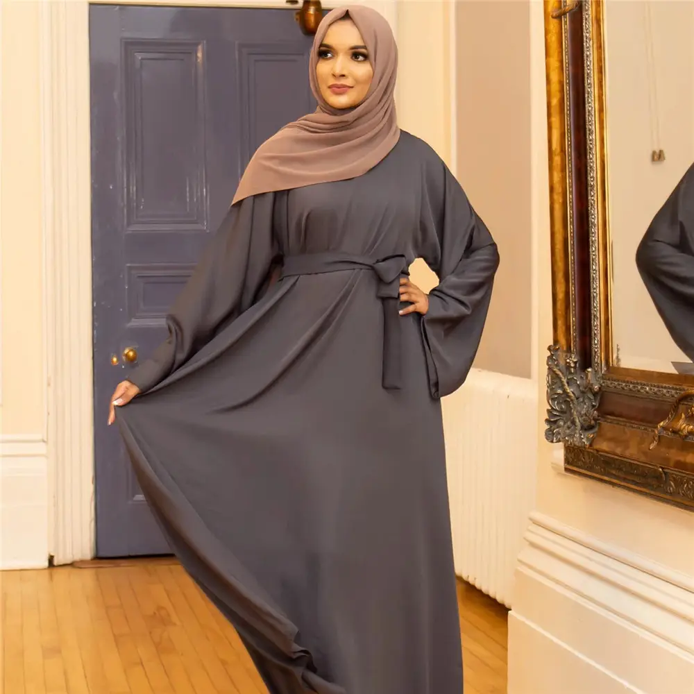 Tela de L-10 Abaya para mujer, caftán islámico sencillo y modesto de Color sólido, Abaya, Turquía, 2023