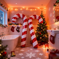 Weihnachtliche Rot-Weiß Gestreifte Zuckerstangen-Ballons Santa Cane Folienballons für Feiertagsdekoration Innen und Außen
