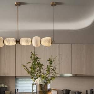 Lampadario Lineare in Marmo Naturale <span class=keywords><strong>a</strong></span> 6 Luci <span class=keywords><strong>LED</strong></span> di Lusso, Lampada <span class=keywords><strong>a</strong></span> Sospensione di Design in Alabastro per Soggiorno, Plafoniera <span class=keywords><strong>a</strong></span> <span class=keywords><strong>Soffitto</strong></span> - Product Image 4