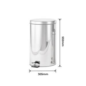 FANDA Eco-Friendly WHITE 3L Stainless Steel Round Pedal Waste Bin <b>for</b> Public Use - Product Image 2