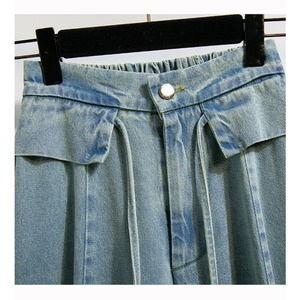 2026 New Spring Wholesale Plus Size Cotton Denim Horseshoe Pants Korean Loose Balloon Trousers High Waist Casual <strong>Jeans</strong> - Product Image 6