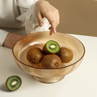 TONFO Plateau en verre manuel à pieds hauts pour snacks, fruits secs, table basse pour salon, plateau ménager transparent pour fruits et légumes