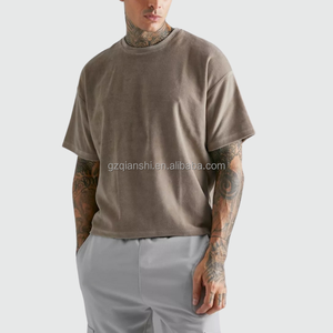 เสื้อยืดผ้าฝ้ายหนานุ่มแบบเรียบง่ายสำหรับผู้ชาย เสื้อยืดสีขาวคุณภาพสูงแบบยูนิเซ็กซ์ เสื้อยืดโอเวอร์ไซส์ทรงบ็อกซี่แบบครอป - Product Image 2