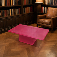 Table basse en acrylique rose givré, panneau épais mat, sur mesure pour salon, décoration intérieure, boutique, exposition en galerie