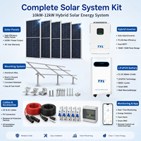 Système solaire hybride 10 kW 12 kW avec batterie 16 kWh, kit complet avec supports de montage au sol et sur toit en alliage d'aluminium pour maison et villa