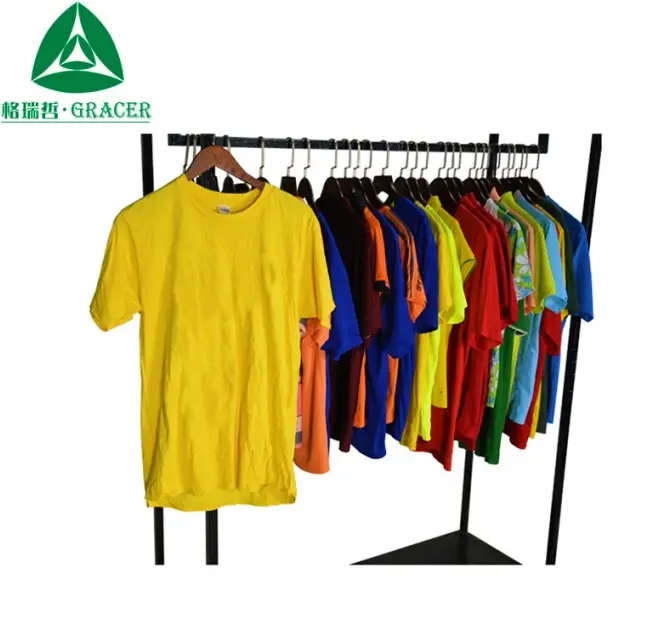 Produksi Pakaian Guangzhou Kaus Pendek Pria Hem Bulat Kaus Bekas Pakai Grosir