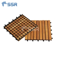 Dalles de terrasse en bois d'acacia à 9 lattes en teck doré de haute qualité, dalles de sol extérieures à emboîtement, prix abordable pour le jardin