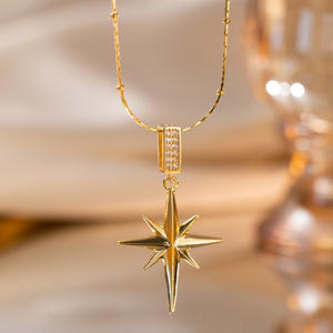 Collar de Acero de Titanio North Star con Microincrustaciones de Zirconia, Diseño Único, Collar Clavicular para Mujer - Product Image 1