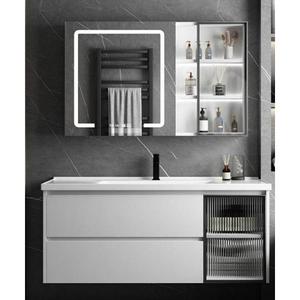 Mueble de Baño Moderno CR Blanco de 80 cm con Espejo LED y Lavabo Integrado - Product Image 3