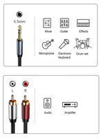 6.35MM à 2 RCA mâle Jack Audio stéréo câble adaptateur double 6.35MM à double RCA guitare électronique Piano haut-parleur câble Audio