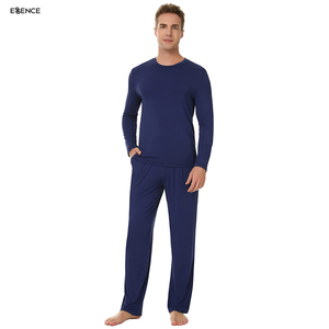 Camicia e pantaloni lunghi da notte da <span class=keywords><strong>uomo</strong></span> in bambù sciolto Casual personalizzato 2 pezzi Set <span class=keywords><strong>pigiama</strong></span> per <span class=keywords><strong>uomo</strong></span> - Product Image 3