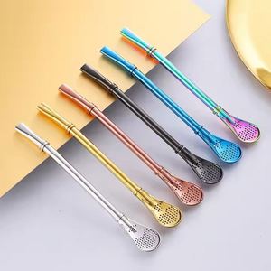 Eco-Friendly Colorful Stainless Steel Drinking <b>Straws</b> with Filter Spoon and Drinkware - Product Image 1