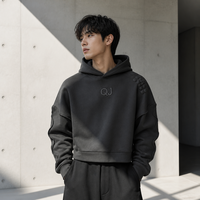 Ensemble Survêtement et Hoodie Deux Pièces Personnalisé de Luxe en Coton Noir et Blanc à Épaules Tombantes avec Effet Délavé et Lettrage Imprimé 3D en Relief Superposé