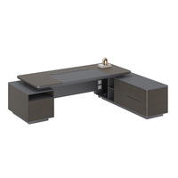 Bureau de direction moderne de luxe avec bande lumineuse LED à commande vocale, verrouillage par empreinte digitale et rail d'alimentation multifonction