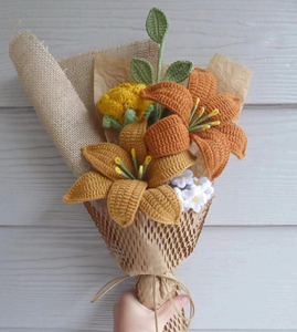 Nuovo Bouquet Carino Finito, Ornamenti all'Uncinetto Fatti a Mano, Fiori Lavorati a Maglia, Bouquet di Fiori all'Uncinetto, <span class=keywords><strong>Girasole</strong></span> all'Uncinetto - Product Image 6