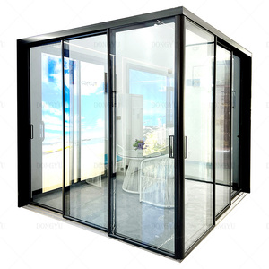 Porte coulissante en aluminium <span class=keywords><strong>de</strong></span> style minimaliste porte en <span class=keywords><strong>verre</strong></span> horizontale pour cuisine <span class=keywords><strong>salon</strong></span> salle <span class=keywords><strong>de</strong></span> séparation - Product Image 2