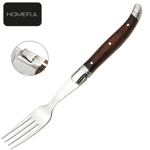 Lot de 6 fourchettes de service <span class=keywords><strong>Laguiole</strong></span> en acier inoxydable, robustes, avec manche en bois Pakka, pour la restauration - Product Image 3