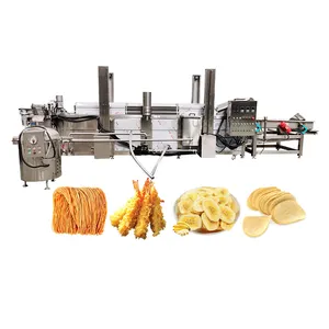 Friteuse automatique à bande transporteuse pour frites et beignet en continu Machine à frire les légumes