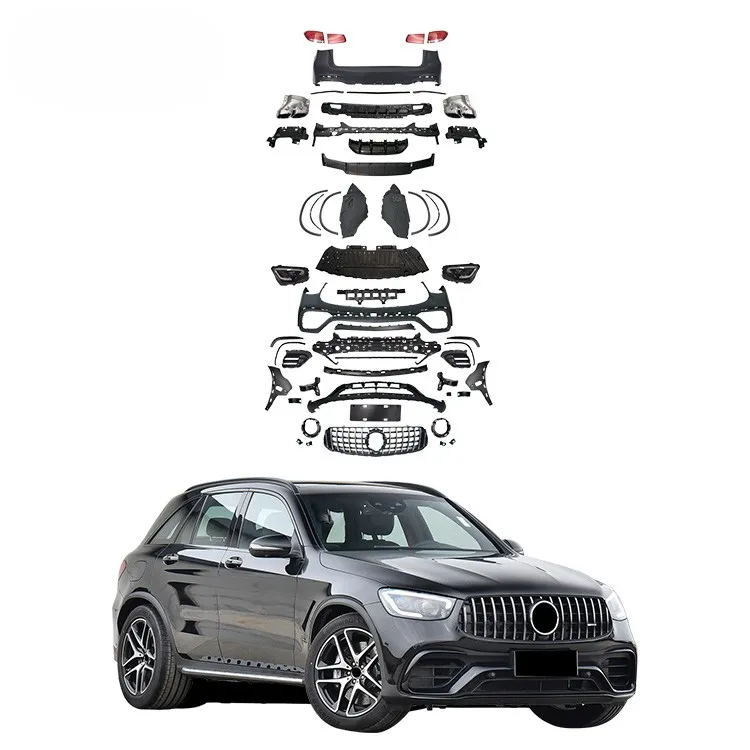 GLC AMG Body Kit PP Material Car Parts Upgrade New Style For Benz GLC GLC200 260L Front Bumper Rear Bumper Diffuser