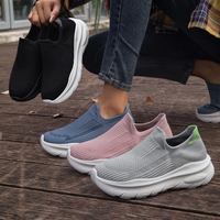 Chaussures décontractées à plateforme pour femmes avec logo personnalisé, empeigne en tissu extensible, doublure en maille respirante, amorti et semelle EVA légère pour la marche