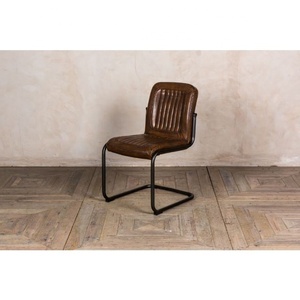 Genuine Leather Industrial Style Dining Chairs in <b>Vintage</b> Brown with Modern Design Eco-Friendly for Home Office and Dining Area - Product Image 5