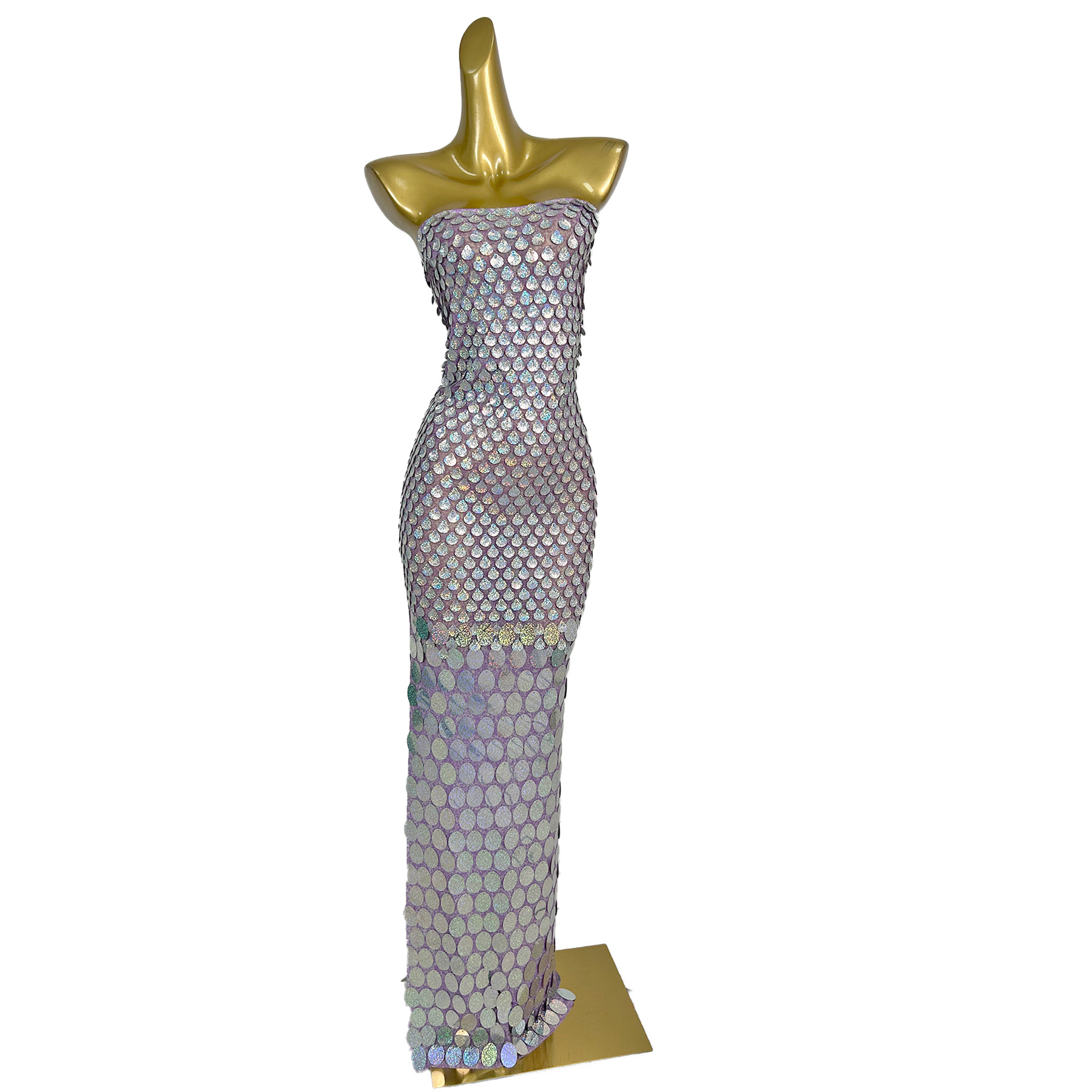 knee length dresses for ladies Shiny Mermaid Scale Milk Silk Flutter Dress 5/6 main image 0